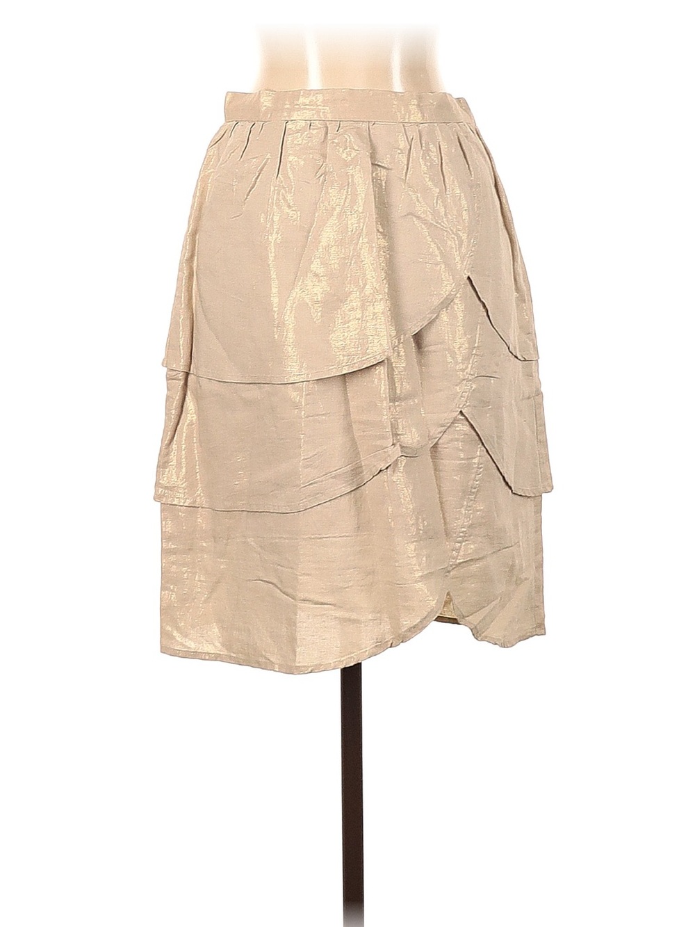 Edme & Esyllte Anthropologie Metallic Cream Tiered High-Low Skirt